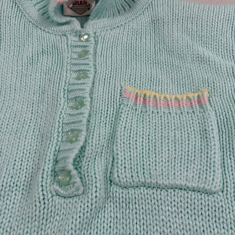 Helium Vintage Knit Sweater S Mint Green Pastel Coquette‎ Grandmacore Soft Girl